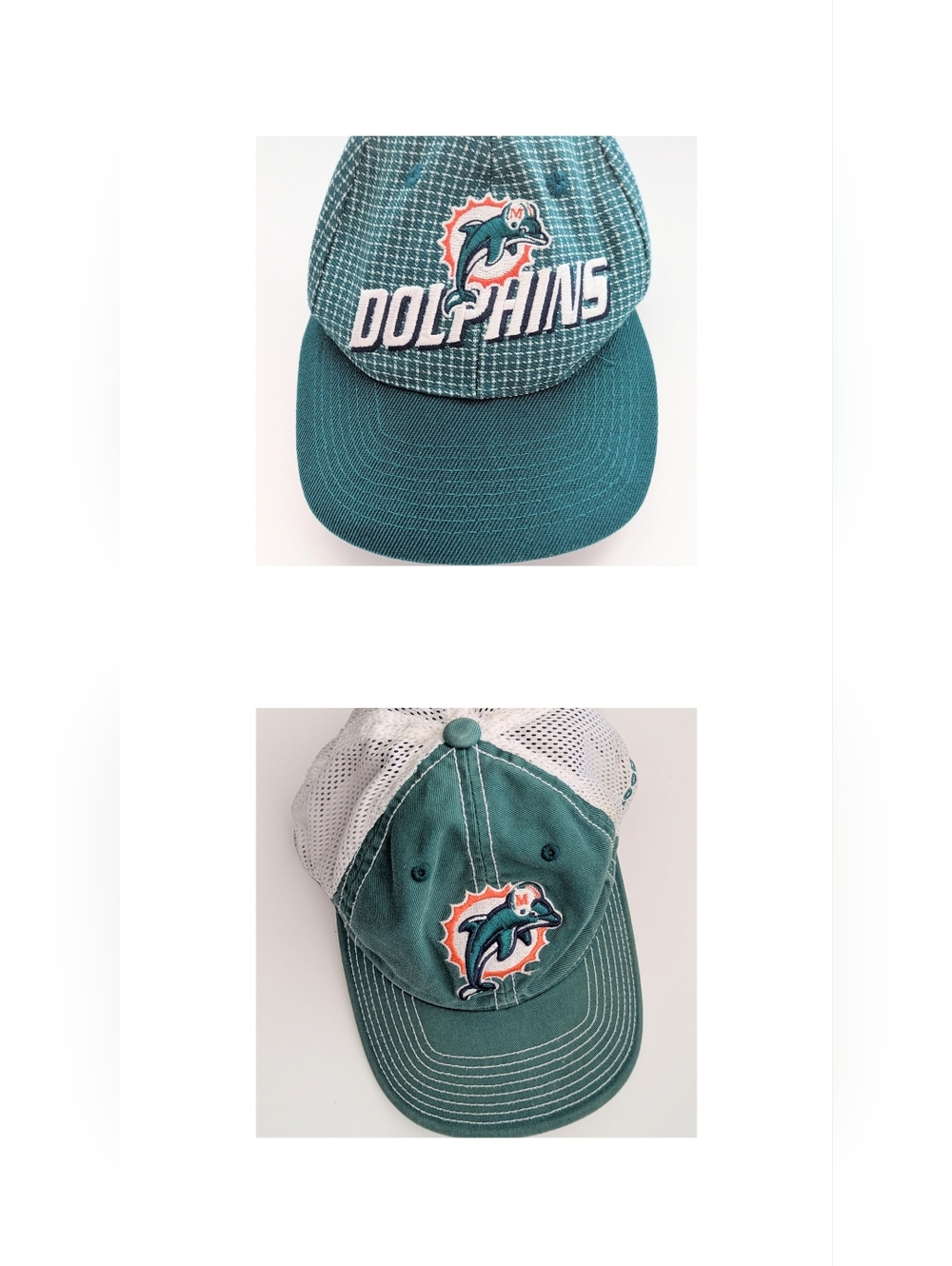 2 NFL Miami Dolphins Baseball Hats/Caps - 1 Adult & 1 Child